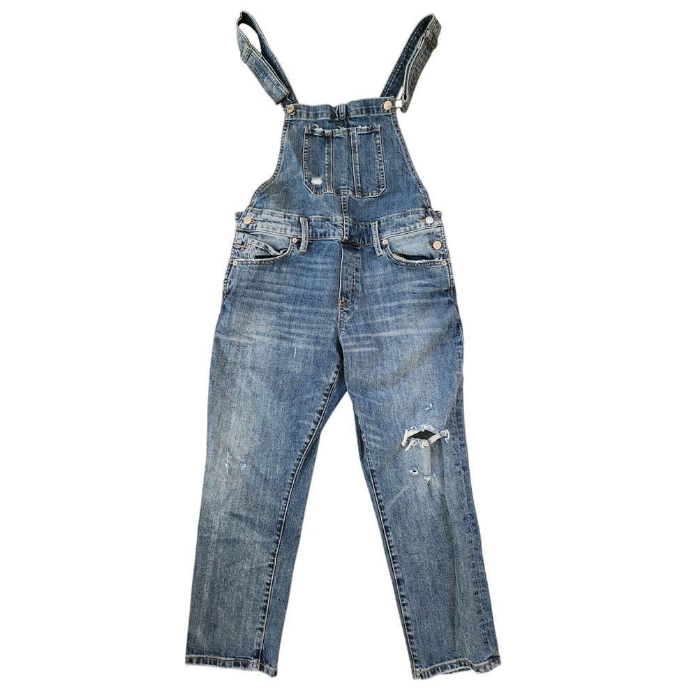 Lucky Brand boyfriend overall women's size medium distressed denim jeans